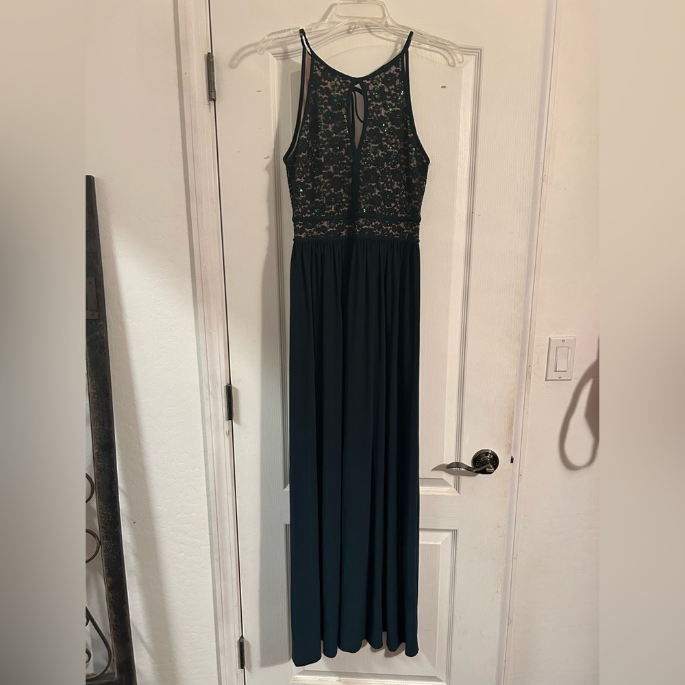 Forest Green Key-hole Formal Dress